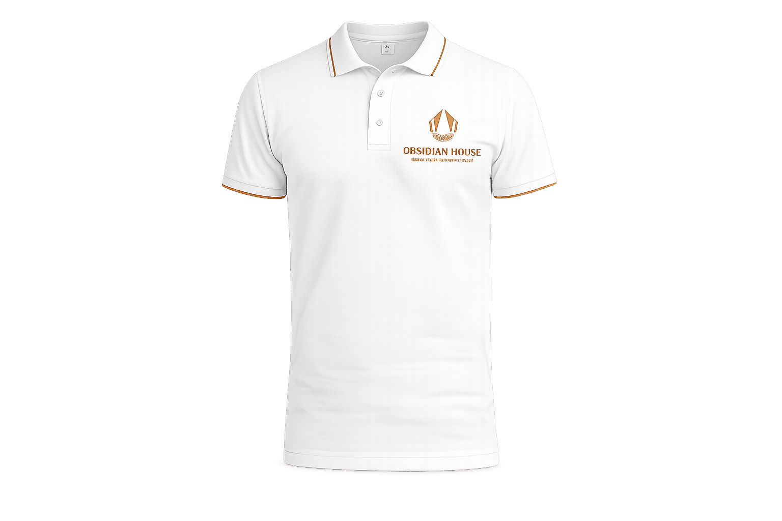 White Obsidian House embroidered polo shirt.
