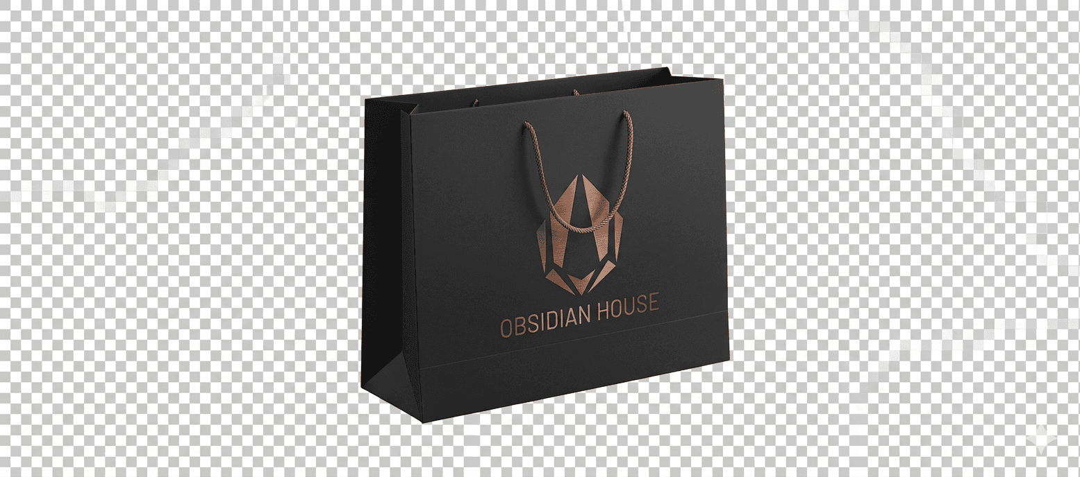 Obsidian House premium branded paper gift bag.