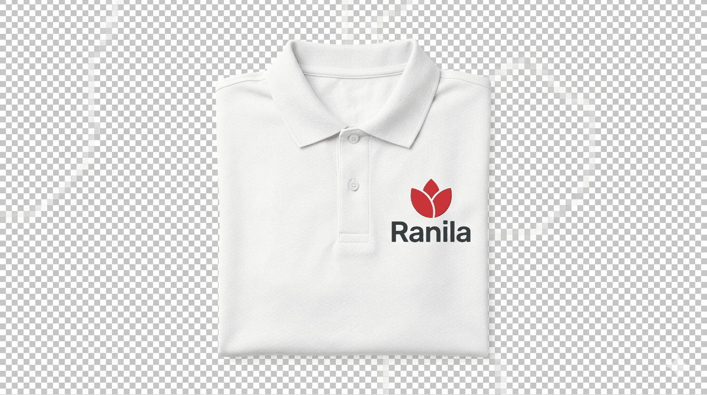 Sample branded folded polo application.