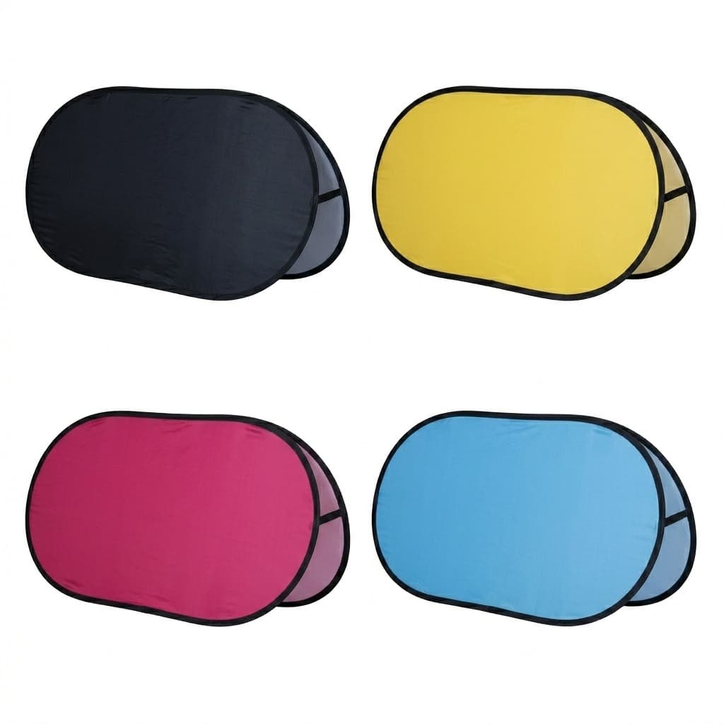 A collection of portable campaign display panels in several colors.