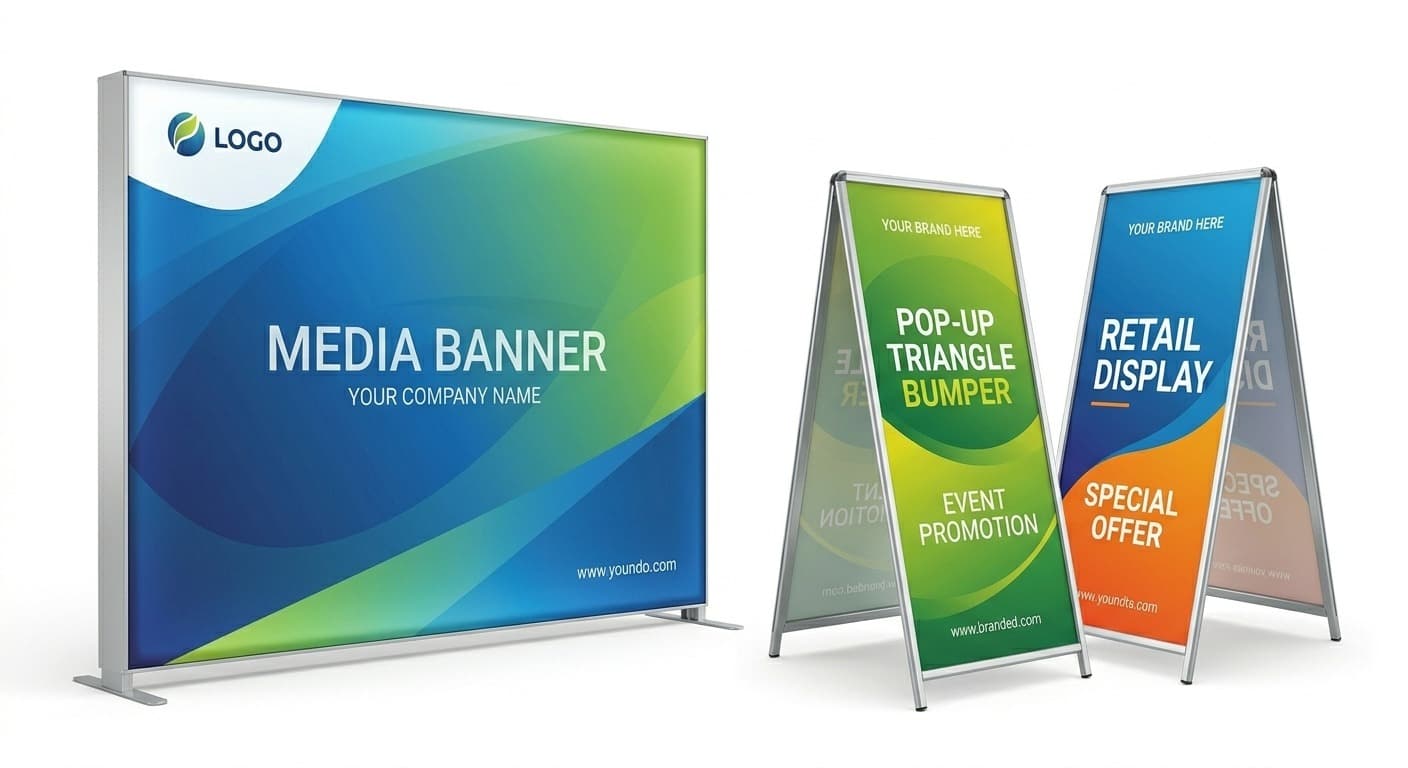 A collection of portable banner and retail display systems.